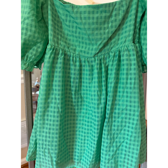 Women's Beginning Boutique Green Gingham Mini Dress Size 8 - Picture 3 of 4
